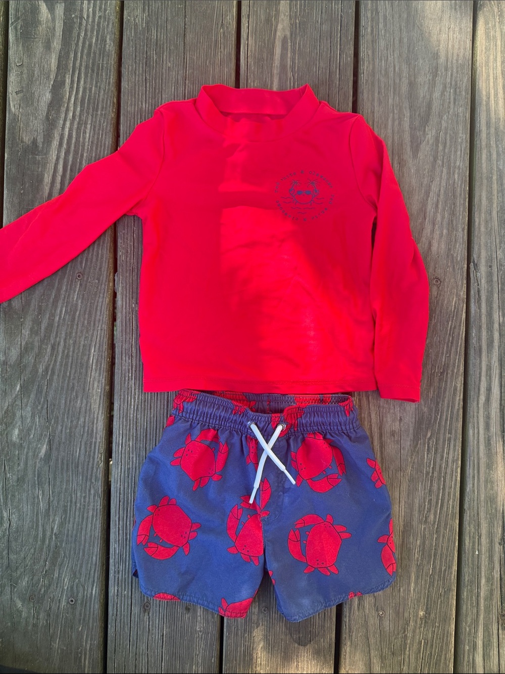 Boys swim trunks and rash guard set